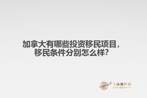 加拿大有哪些投資移民項目，移民條件分別怎么樣？
