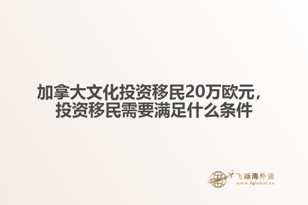 加拿大文化投資移民20萬(wàn)歐元，投資移民需要滿(mǎn)足什么條件