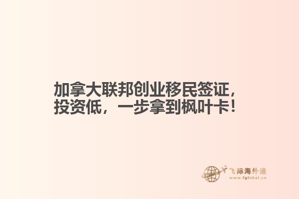 加拿大聯(lián)邦創(chuàng)業(yè)移民簽證，投資低，一步拿到楓葉卡！