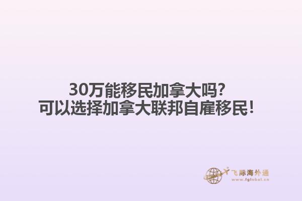 30萬能移民加拿大嗎？可以選擇加拿大聯(lián)邦自雇移民！