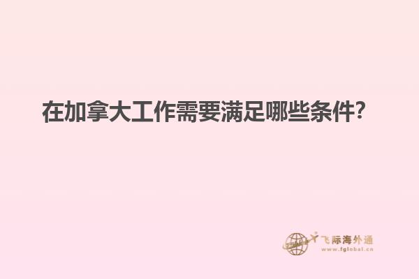 在加拿大工作需要滿足哪些條件？