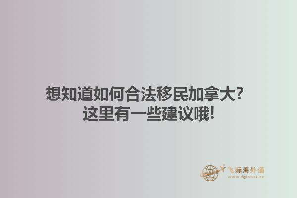 想知道如何合法移民加拿大？這里有一些建議哦!