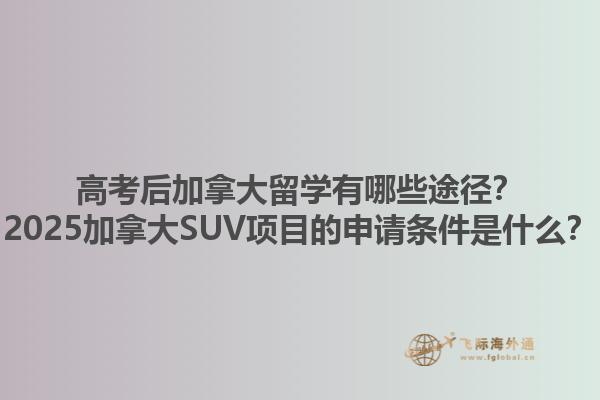 高考后加拿大留學(xué)有哪些途徑？2025加拿大SUV項(xiàng)目的申請(qǐng)條件是什么？