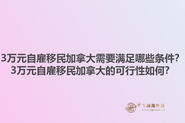 3萬元自雇移民加拿大需要滿足哪些條件？3萬元自雇移民加拿大的可行性如何？1.jpg