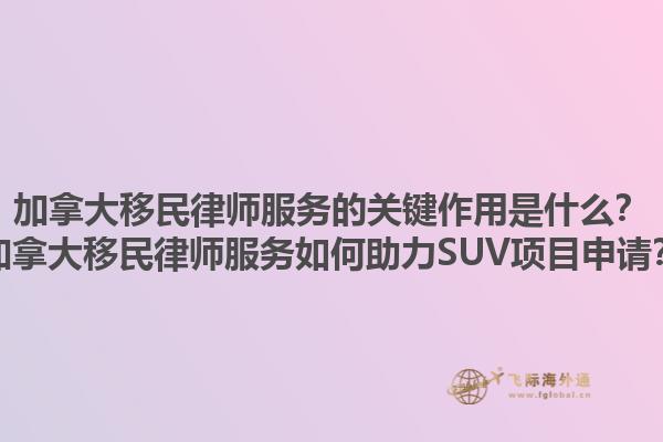 加拿大移民律師服務(wù)的關(guān)鍵作用是什么？加拿大移民律師服務(wù)如何助力SUV項目申請？