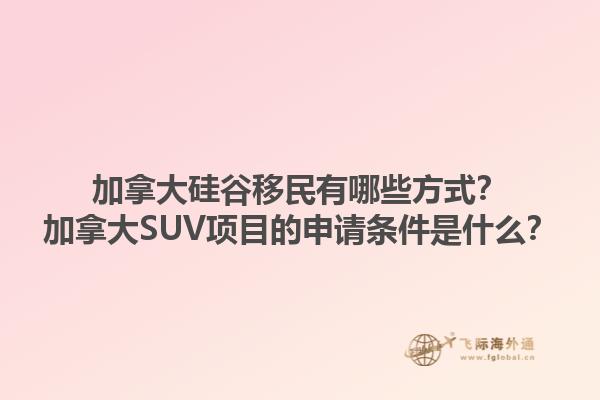 加拿大硅谷移民有哪些方式？加拿大SUV項(xiàng)目的申請(qǐng)條件是什么？1.jpg