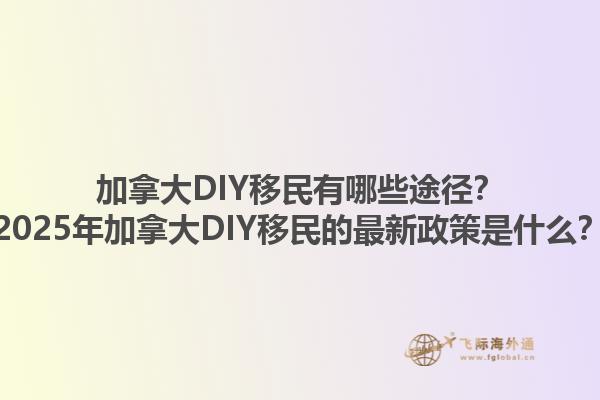 加拿大DIY移民有哪些途徑？2025年加拿大DIY移民的最新政策是什么？