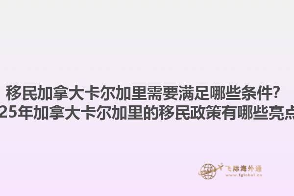 移民加拿大卡爾加里需要滿足哪些條件？2025年加拿大卡爾加里的移民政策有哪些亮點(diǎn)？