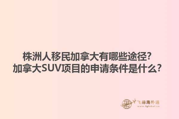 株洲人移民加拿大有哪些途徑？加拿大SUV項(xiàng)目的申請(qǐng)條件是什么？
