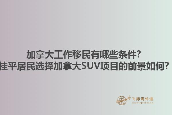 加拿大工作移民有哪些條件？桂平居民選擇加拿大SUV項(xiàng)目的前景如何？