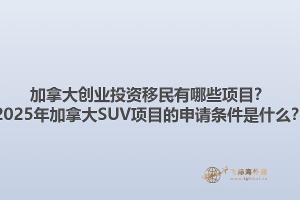 加拿大創(chuàng)業(yè)投資移民有哪些項目？2025年加拿大SUV項目的申請條件是什么？
