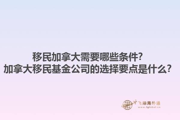 移民加拿大需要哪些條件？加拿大移民基金公司的選擇要點是什么？1.jpg