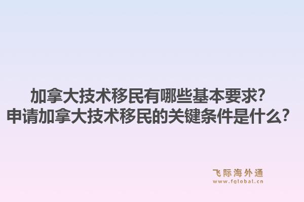 加拿大技術(shù)移民有哪些基本要求？申請(qǐng)加拿大技術(shù)移民的關(guān)鍵條件是什么？