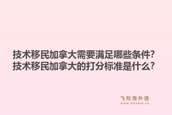 技術(shù)移民加拿大需要滿足哪些條件？技術(shù)移民加拿大的打分標(biāo)準(zhǔn)是什么？1.jpg